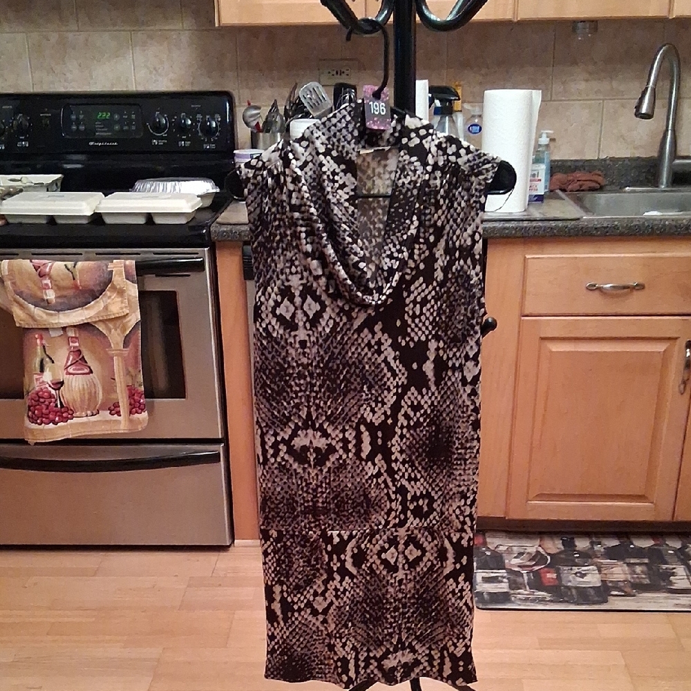 Michael Kors Monochrome Snake Print Midi Dress